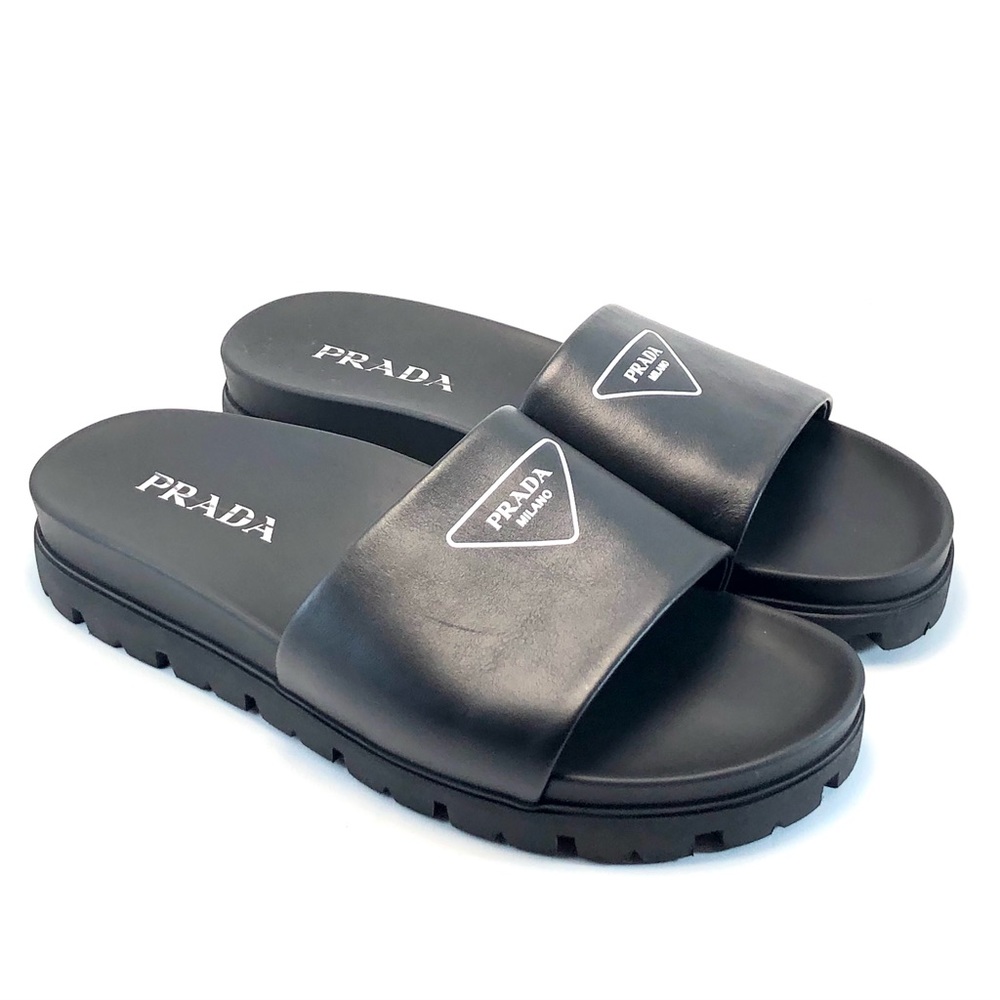 Prada Leather slide sandals